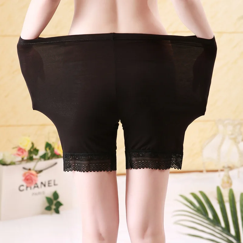 Women Seamless Underwear Soft Cotton Safety Short Pants Female Sexy Lace Black Boxers Women Plus Size Boyshort Panties