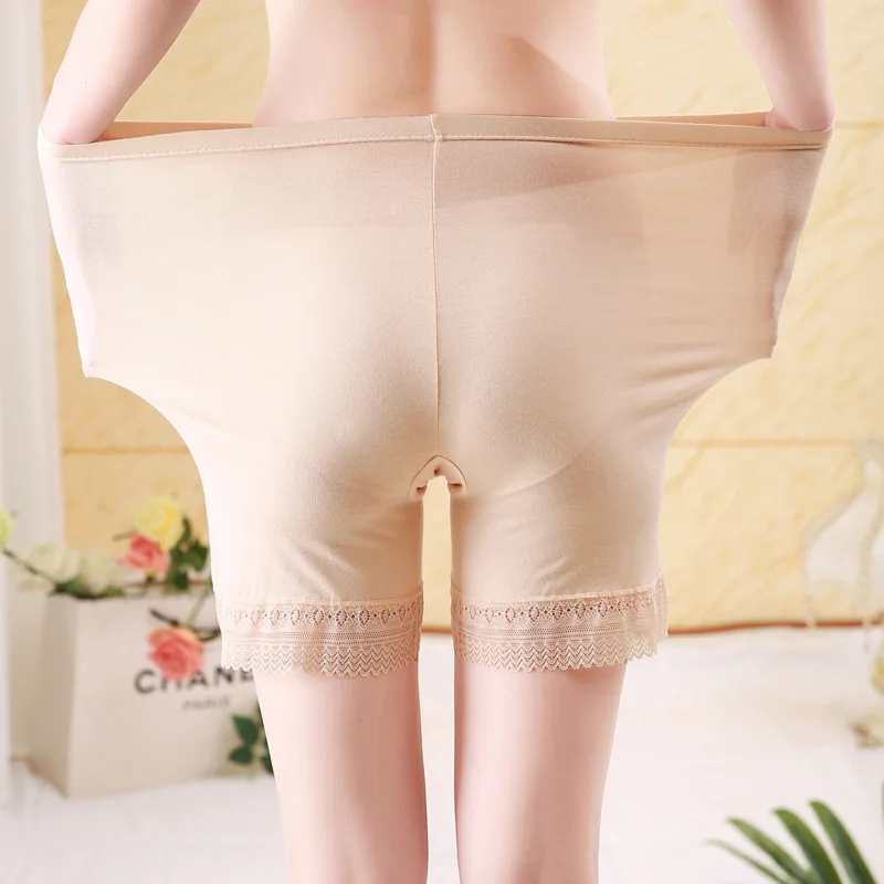 Women Seamless Underwear Soft Cotton Safety Short Pants Female Sexy Lace Black Boxers Women Plus Size Boyshort Panties