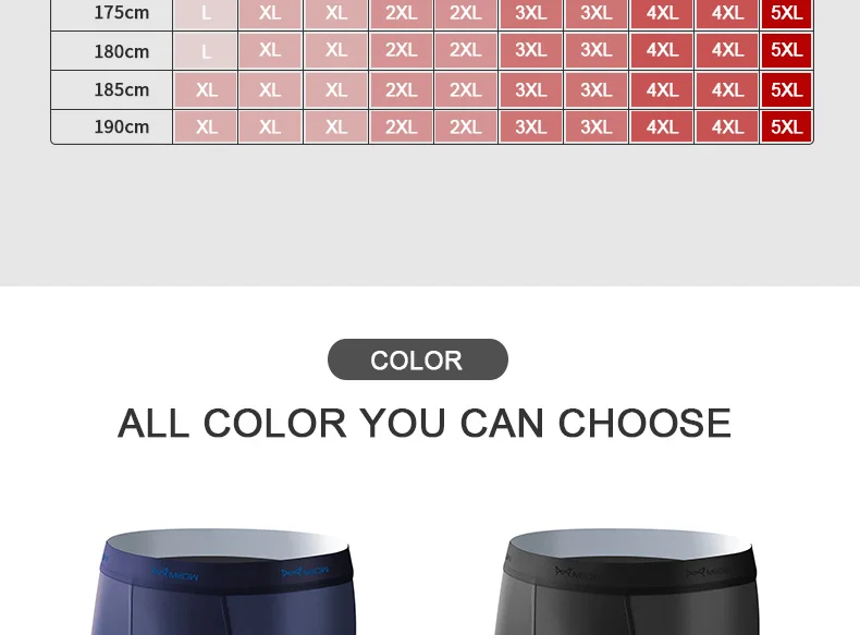MiiOW 4Pcs Lot Men Boxer Shorts Graphene Antibacterial Ice Silk Underwear Man Boxershorts Seamless Breathable Male Panties L-5XL