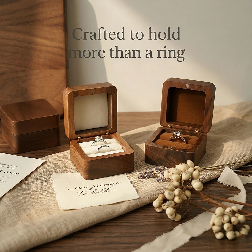 Wood Ring Box Wedding Jewelry Organizer Gift Box Personalized Engraving Proposal Ring Holder Bracelet Earring Packaging