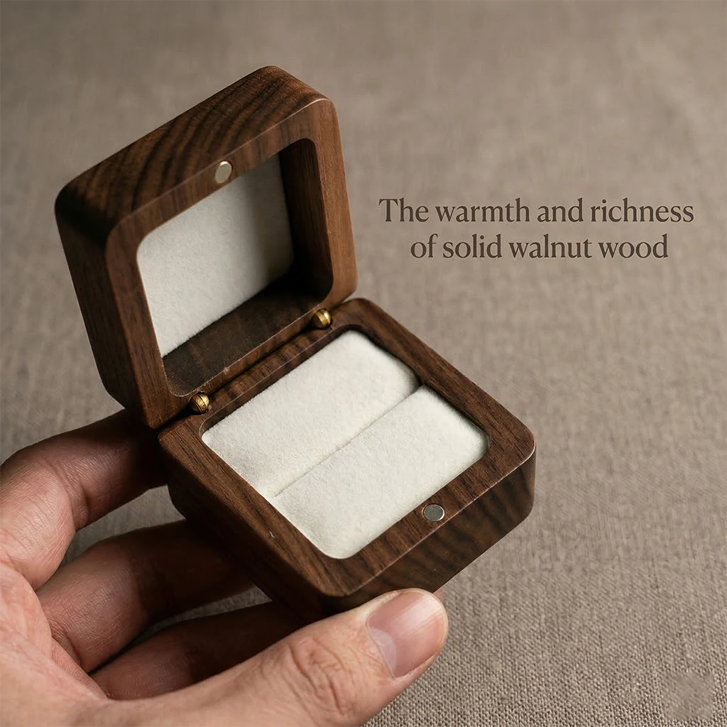 Wood Ring Box Wedding Jewelry Organizer Gift Box Personalized Engraving Proposal Ring Holder Bracelet Earring Packaging