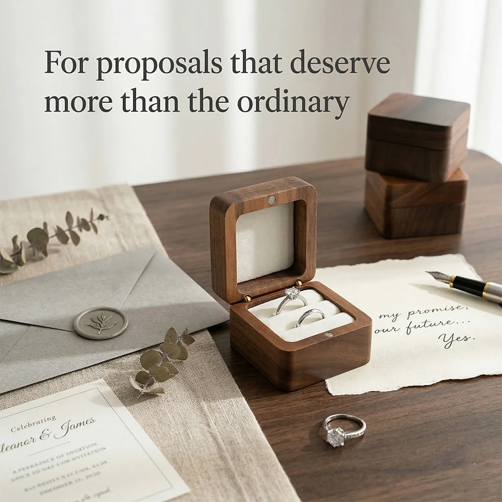 Wood Ring Box Wedding Jewelry Organizer Gift Box Personalized Engraving Proposal Ring Holder Bracelet Earring Packaging