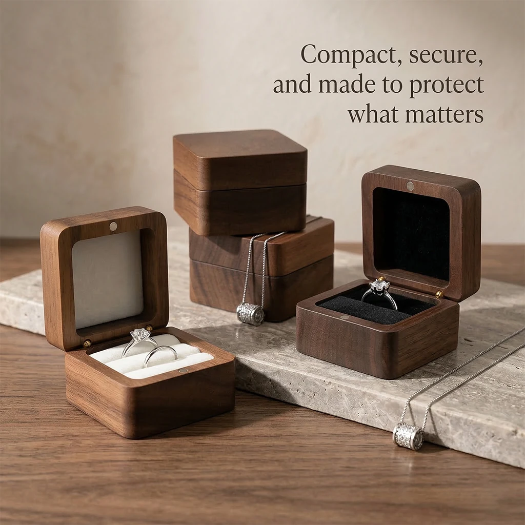 Wood Ring Box Wedding Jewelry Organizer Gift Box Personalized Engraving Proposal Ring Holder Bracelet Earring Packaging