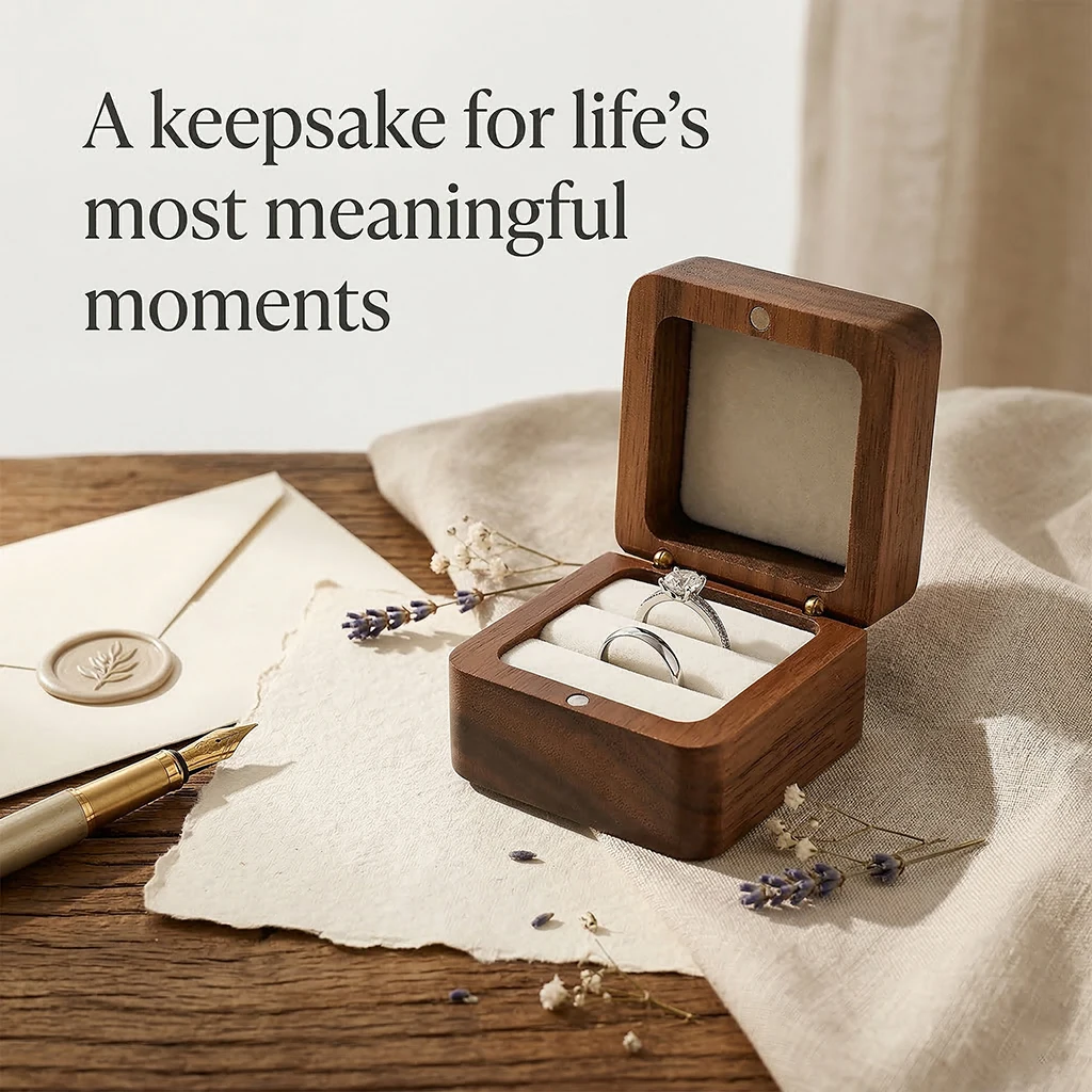 Wood Ring Box Wedding Jewelry Organizer Gift Box Personalized Engraving Proposal Ring Holder Bracelet Earring Packaging