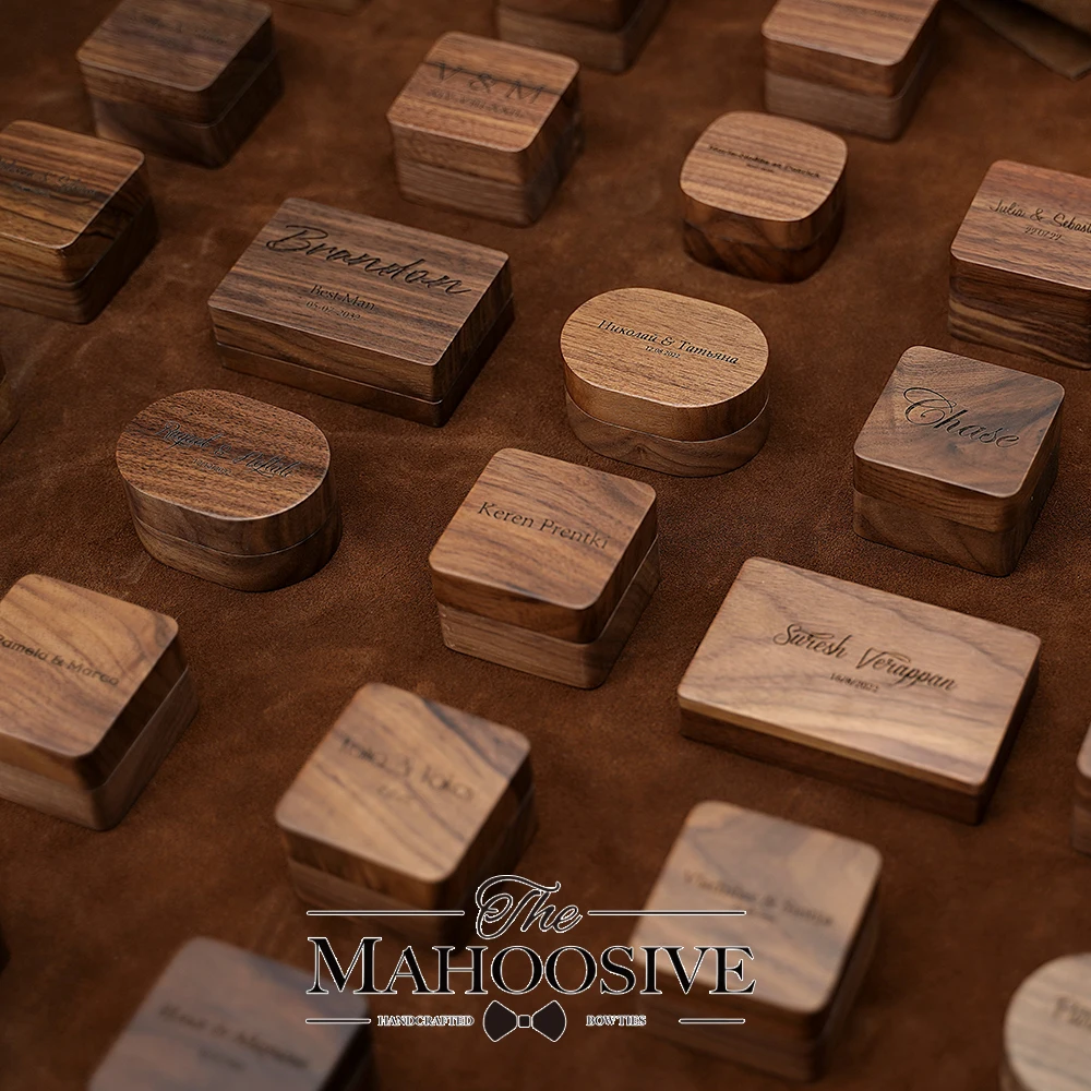 Wood Ring Box Wedding Jewelry Organizer Gift Box Personalized Engraving Proposal Ring Holder Bracelet Earring Packaging