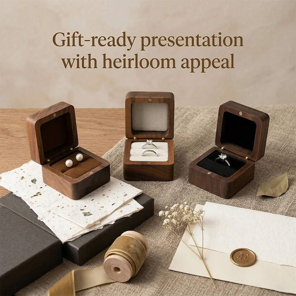 Wood Ring Box Wedding Jewelry Organizer Gift Box Personalized Engraving Proposal Ring Holder Bracelet Earring Packaging