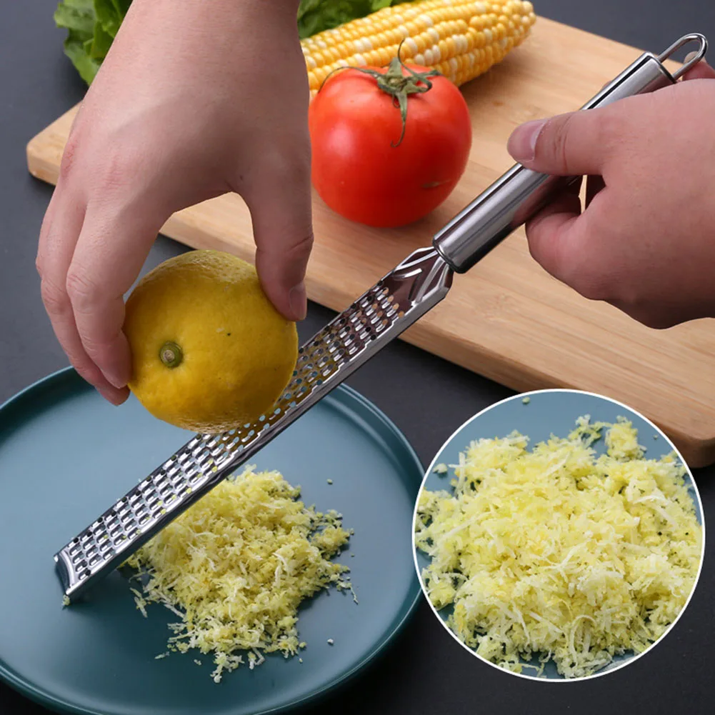 20cm Kitchen Grater Lemon Citrus Fruit Peeler Ginger Garlic Long Chocolate Grater Cheese Spices Stainless Steel Grater Kitchen