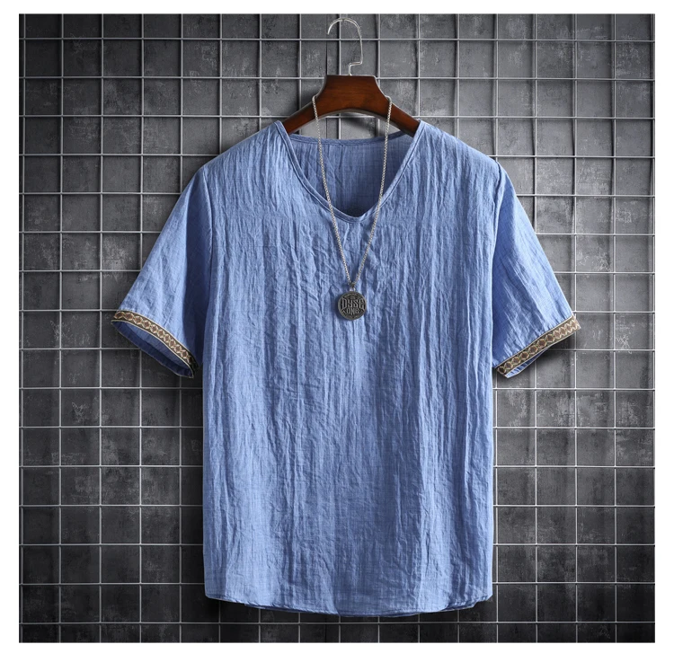Plus Size M-5XL Summer Men's Short Sleeve Shirt Plain Color Korean Fashion Light Weight Hawaii Style Clothing