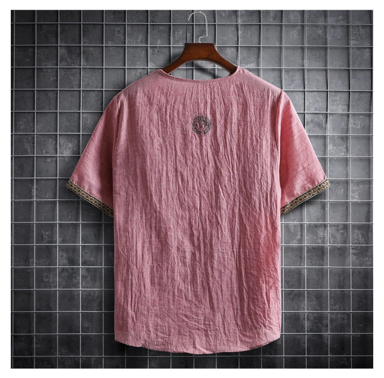 Plus Size M-5XL Summer Men's Short Sleeve Shirt Plain Color Korean Fashion Light Weight Hawaii Style Clothing