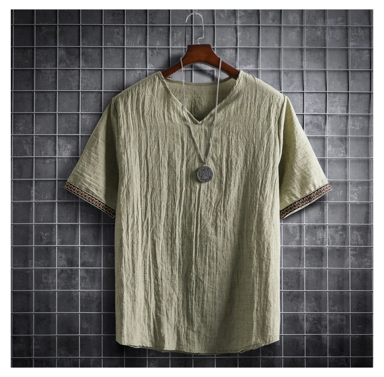 Plus Size M-5XL Summer Men's Short Sleeve Shirt Plain Color Korean Fashion Light Weight Hawaii Style Clothing