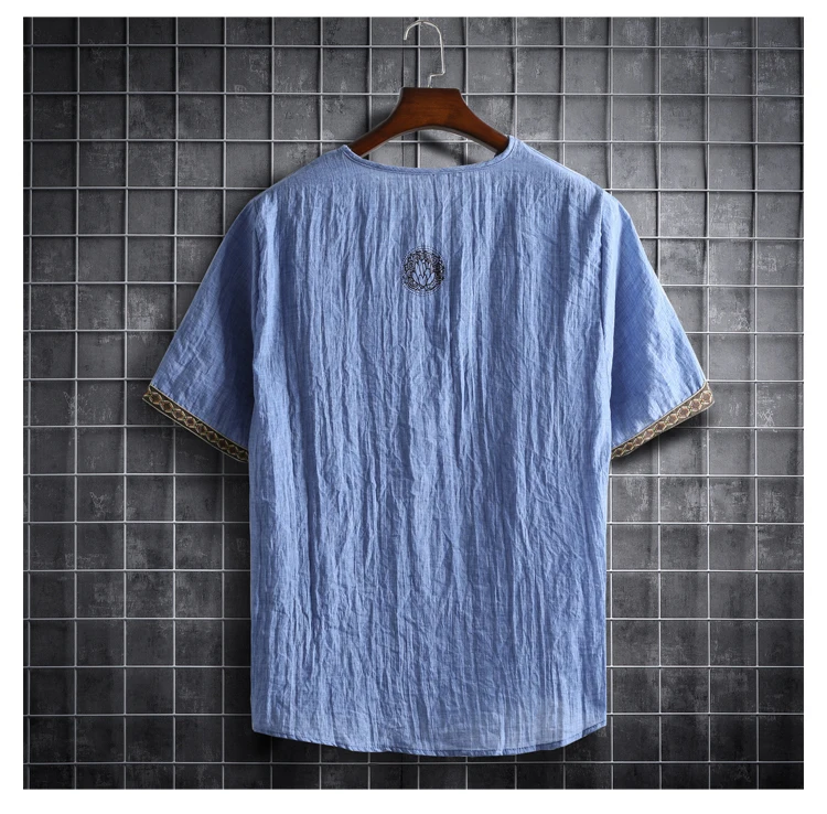 Plus Size M-5XL Summer Men's Short Sleeve Shirt Plain Color Korean Fashion Light Weight Hawaii Style Clothing