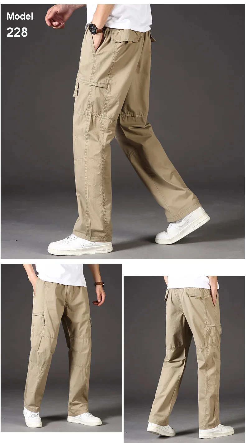 Men's Cargo Pants Cotton Black Work Pants Summer Casual Climbing Joggers Man Sweatpants Sports Spring Autumn Twill Trousers