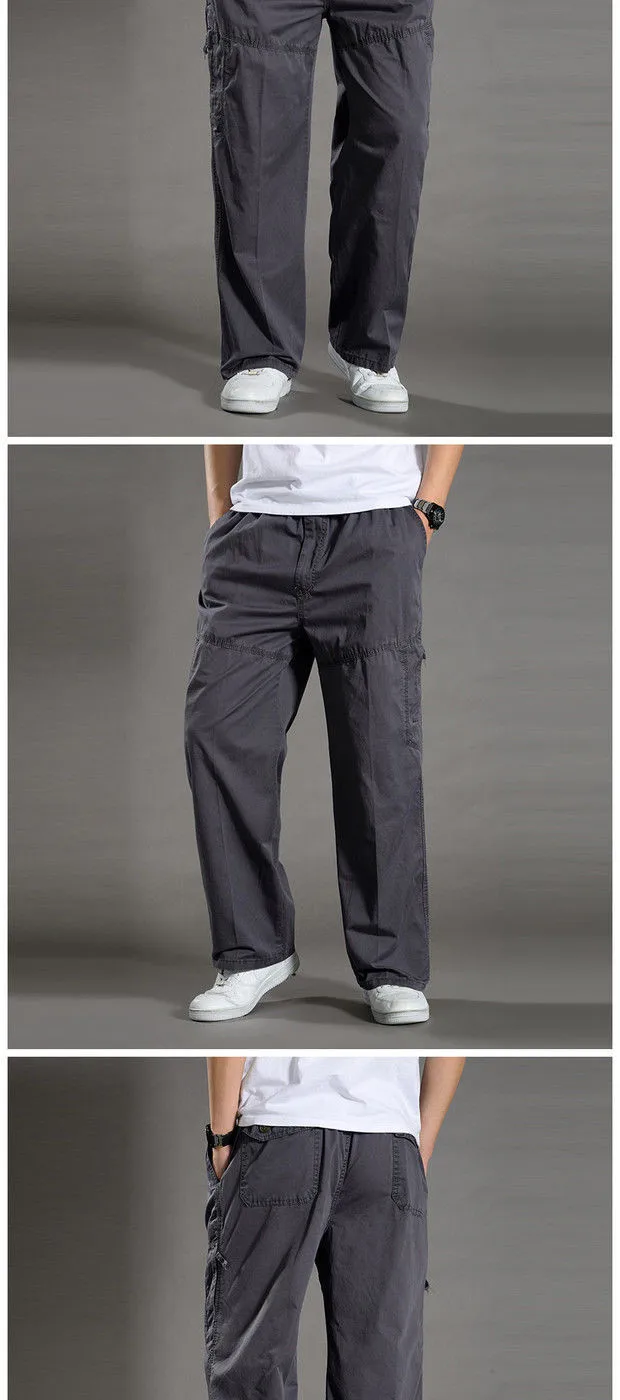 Men's Cargo Pants Cotton Black Work Pants Summer Casual Climbing Joggers Man Sweatpants Sports Spring Autumn Twill Trousers