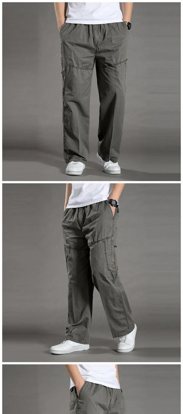 Men's Cargo Pants Cotton Black Work Pants Summer Casual Climbing Joggers Man Sweatpants Sports Spring Autumn Twill Trousers