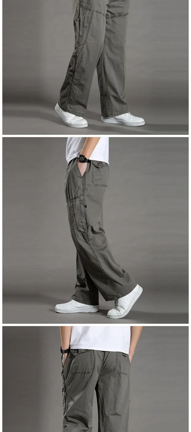 Men's Cargo Pants Cotton Black Work Pants Summer Casual Climbing Joggers Man Sweatpants Sports Spring Autumn Twill Trousers