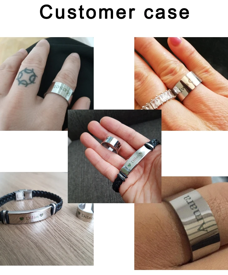 Punk SOS Custom Logo Name Engrave Text Leather Bangle & Bracelet Customize Stainless Steel Bracelets For Women Men ID Bracelet