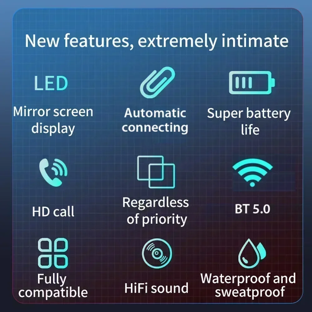 TWS Bluetooth-Compatible Earphones Stereo Sport Headset Waterproof Wireless Headphone Apply to Smartphones