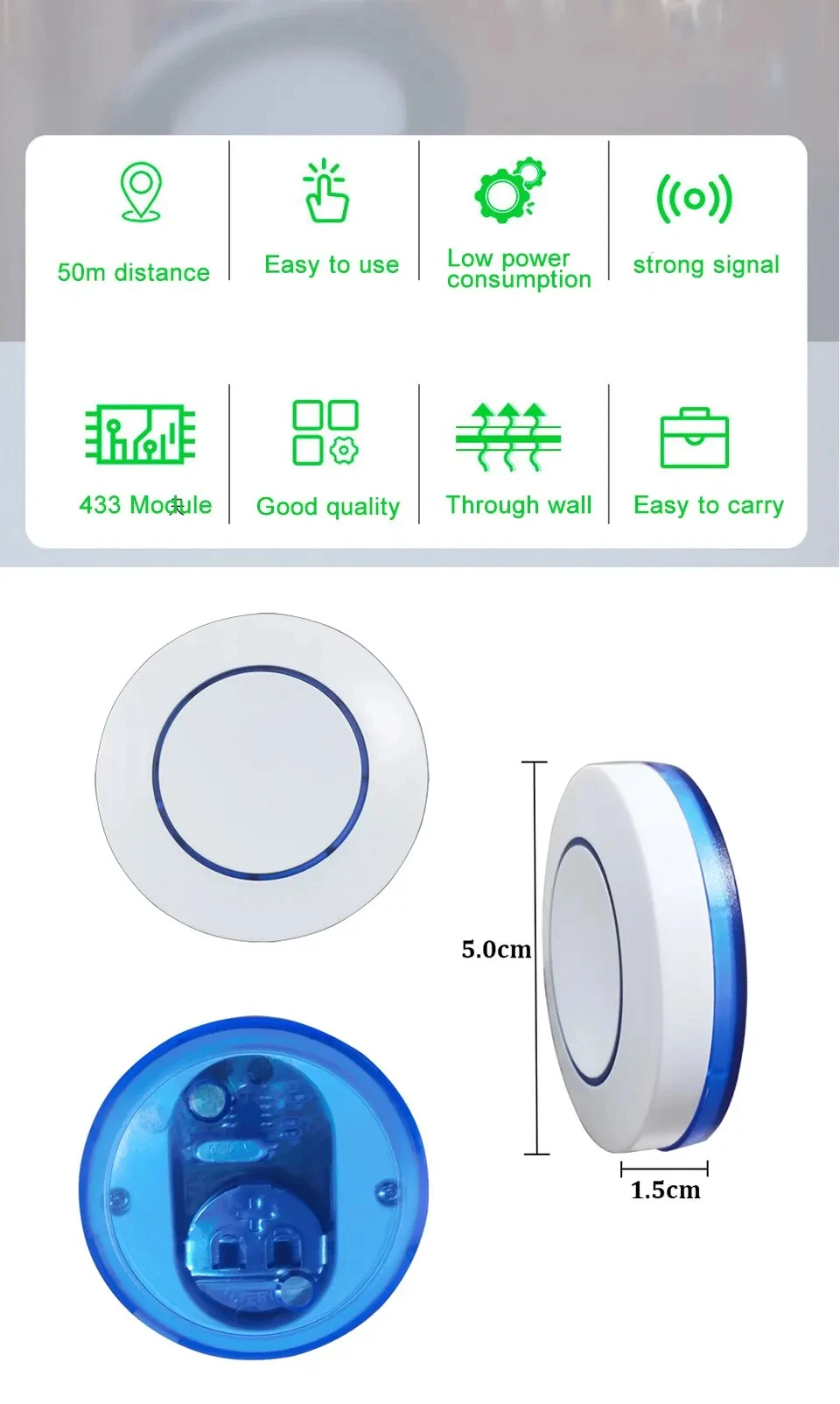 RF 433MHz Wireless 10A Relay Receiver Remote Control Light Switch 220V 110V Mini Round Button Wall Panel Switch For LED Lamp