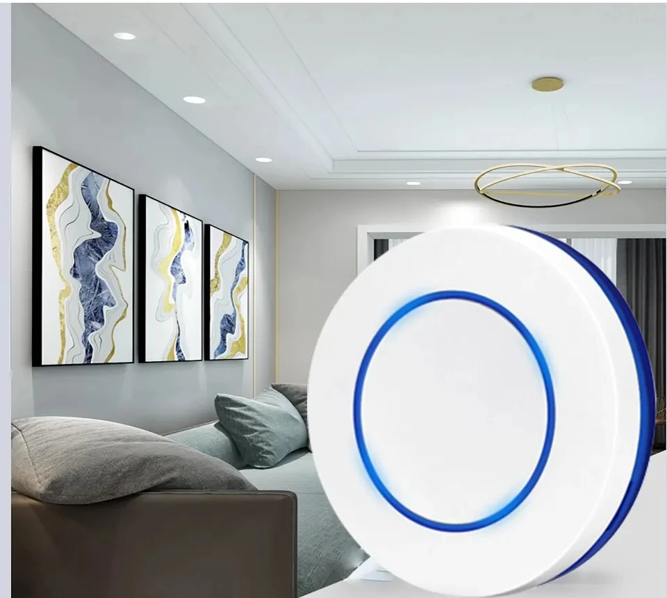 RF 433MHz Wireless 10A Relay Receiver Remote Control Light Switch 220V 110V Mini Round Button Wall Panel Switch For LED Lamp