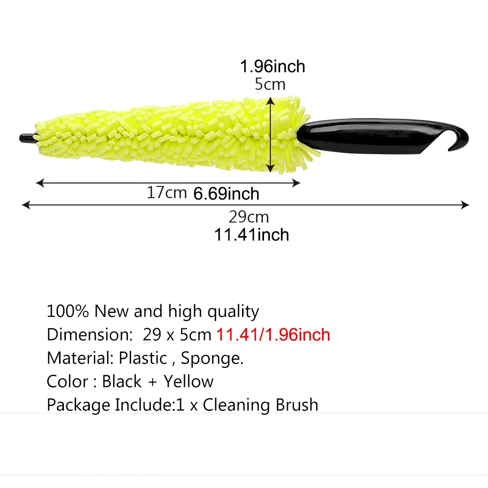 29cm Sponge Brush Motorcycle Wheel Rims Washer Car Hubcaps Wash Auto Cleaning Tool With Handle Bicycle Dirt Pit Bike Accessories