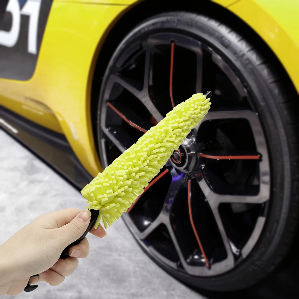 29cm Sponge Brush Motorcycle Wheel Rims Washer Car Hubcaps Wash Auto Cleaning Tool With Handle Bicycle Dirt Pit Bike Accessories
