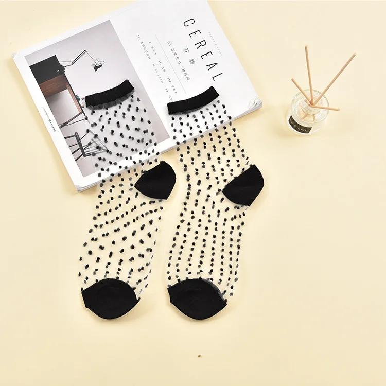 Fashion Sexy Women Socks New Product Crystal Silk Tide Socks Spring Summer Transparent Lace Mesh Fishnet Socks Lady Cool Sox