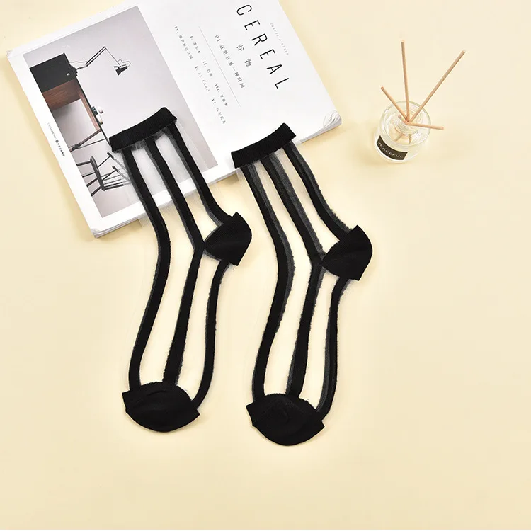 Fashion Sexy Women Socks New Product Crystal Silk Tide Socks Spring Summer Transparent Lace Mesh Fishnet Socks Lady Cool Sox