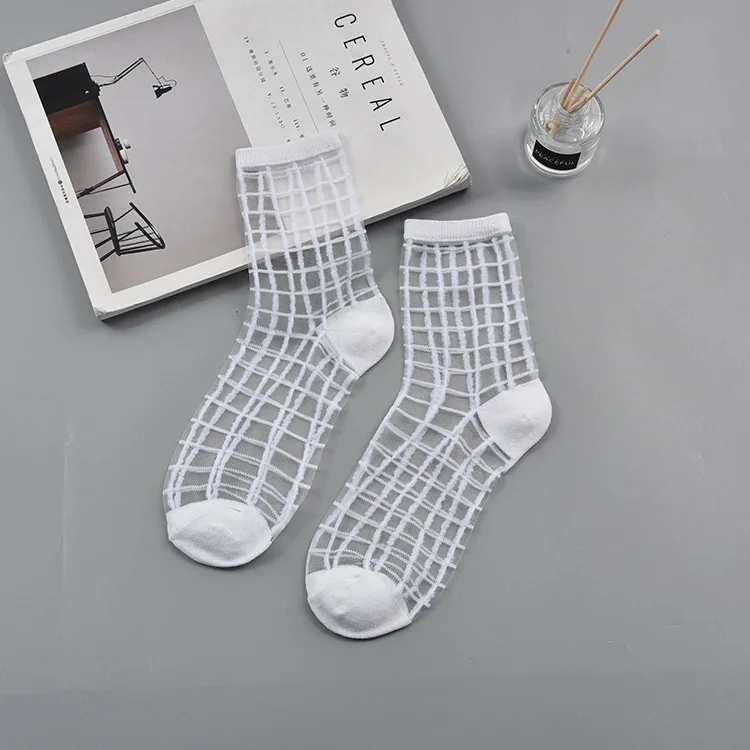 Fashion Sexy Women Socks New Product Crystal Silk Tide Socks Spring Summer Transparent Lace Mesh Fishnet Socks Lady Cool Sox