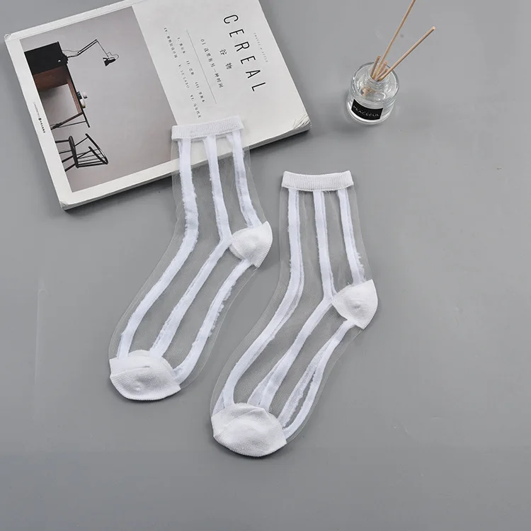 Fashion Sexy Women Socks New Product Crystal Silk Tide Socks Spring Summer Transparent Lace Mesh Fishnet Socks Lady Cool Sox