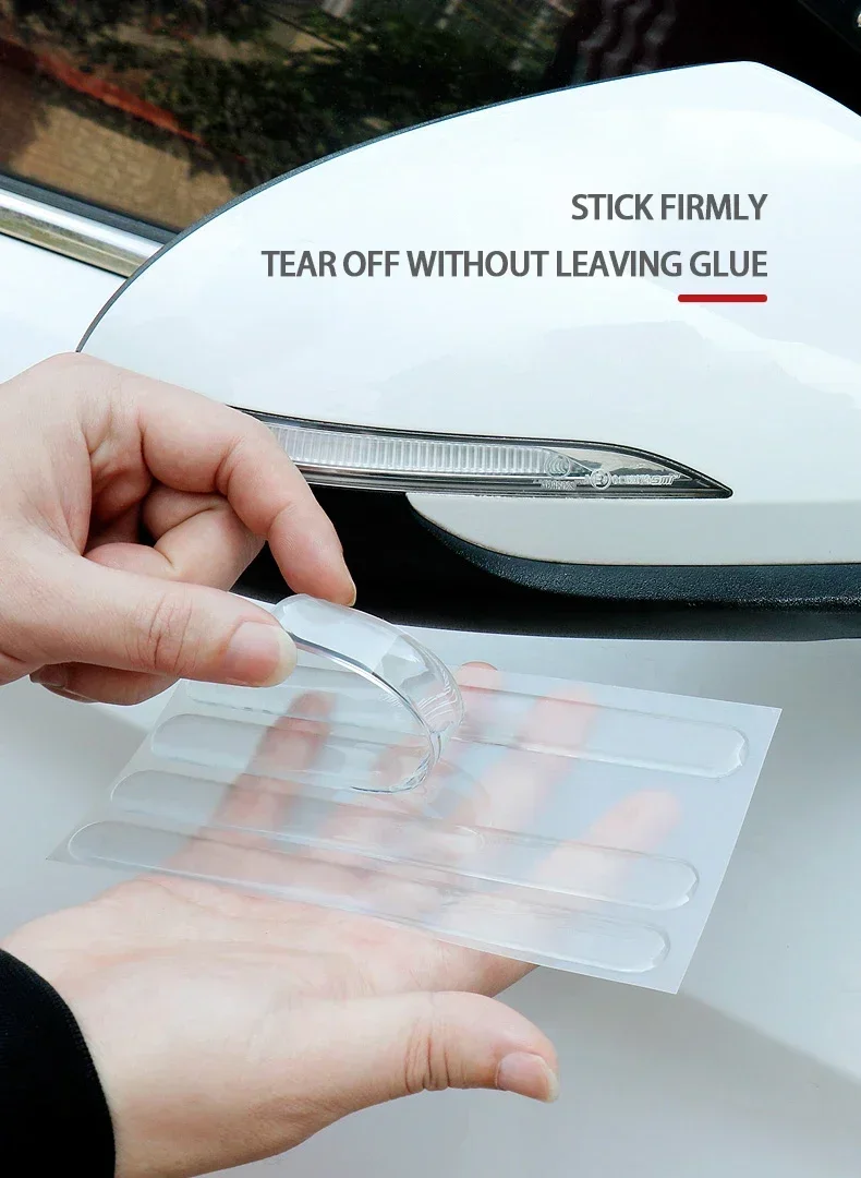 Car Door Edge Transparent Anti Scratch Protection Strips Bumper Scuff Plate Bar Rearview Mirror Anti-collision Protector Sticker