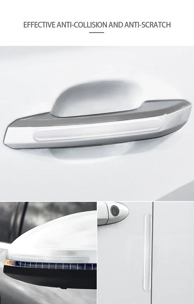 Car Door Edge Transparent Anti Scratch Protection Strips Bumper Scuff Plate Bar Rearview Mirror Anti-collision Protector Sticker