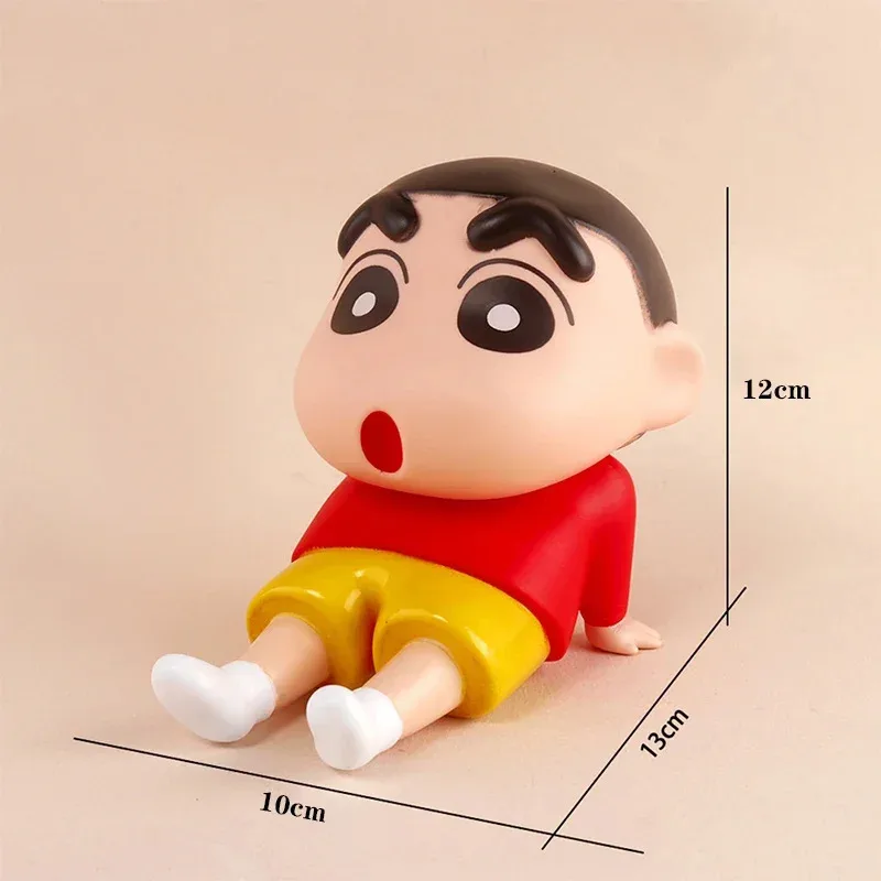 Crayon Shin-Chan Figures Phone Holder Kawaii Anime Desktop Ornaments Cartoon Watching TV Phone Support Cute Doll Decorations