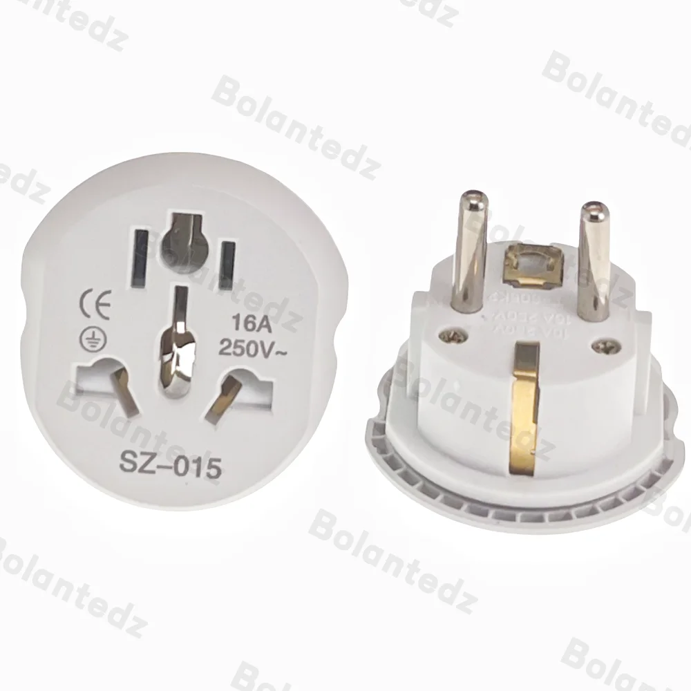 Korea EU Plug Adapter 16A 250V Travel Adapter Converter 2 Round Socket High Quality Universal AU US UK CN To EU KR Wall Socket