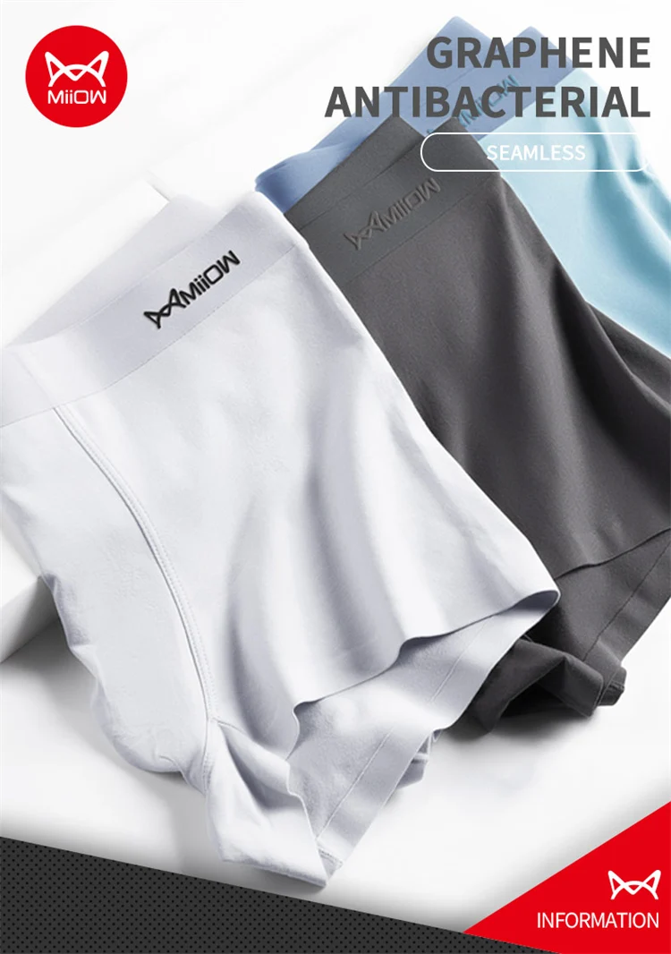 MiioW 4Pcs Organic Cotton Men Boxers Shorts Antibacterial Innerwear Man Underwear Boxer Men's Panties Male Trunks Underpants New
