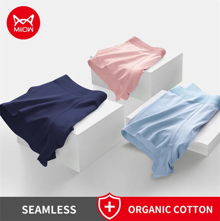 MiioW 4Pcs Organic Cotton Men Boxers Shorts Antibacterial Innerwear Man Underwear Boxer Men's Panties Male Trunks Underpants New
