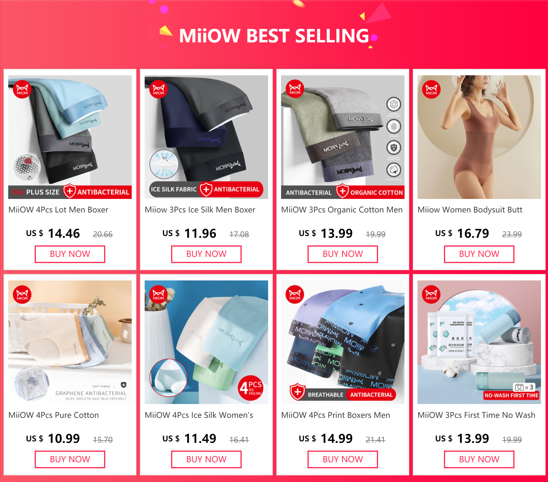 MiioW 4Pcs Organic Cotton Men Boxers Shorts Antibacterial Innerwear Man Underwear Boxer Men's Panties Male Trunks Underpants New