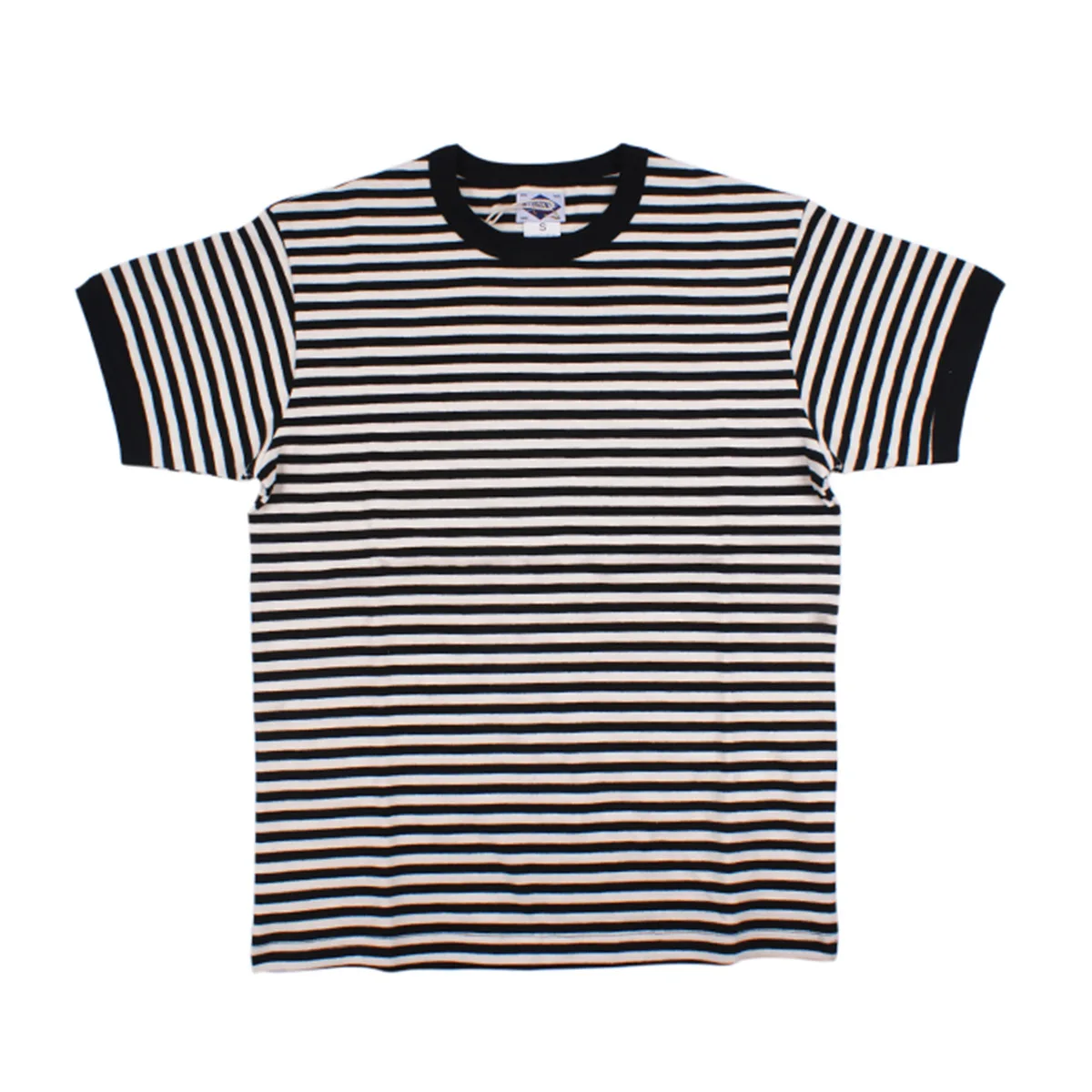 Ok8105 Men T-Shirt Summer Personality Fashion Youth Slim Fit Round Neck Color Matching Pinstripe Short Sleeve Thick Pullover Tee