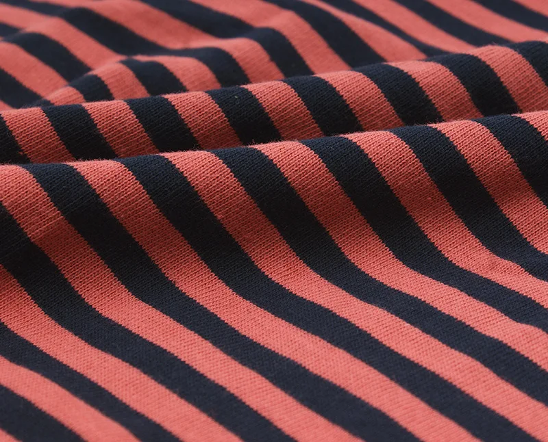 Ok8105 Men T-Shirt Summer Personality Fashion Youth Slim Fit Round Neck Color Matching Pinstripe Short Sleeve Thick Pullover Tee