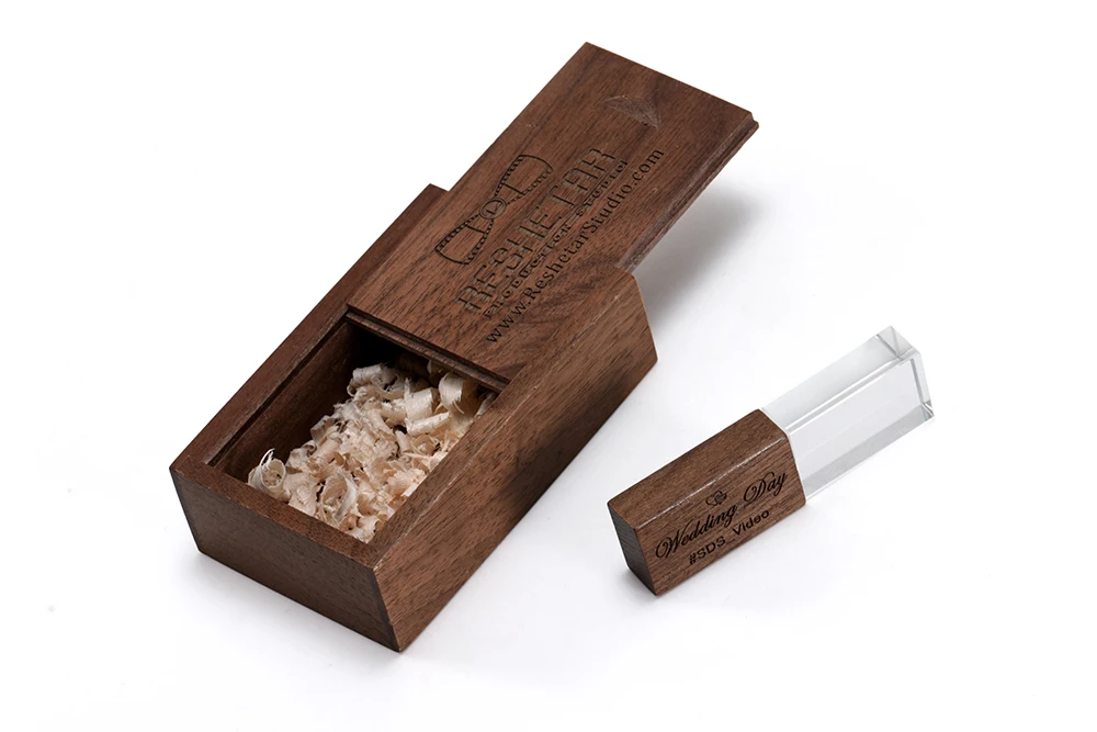 JASTER Crystal Wooden USB Flash Drive Pen Drive U Disk Memory Stick Pendrive 4GB 8GB 16GB 32GB 64GB Wedding Gift Thumb Drive