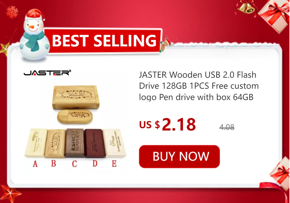 JASTER Crystal Wooden USB Flash Drive Pen Drive U Disk Memory Stick Pendrive 4GB 8GB 16GB 32GB 64GB Wedding Gift Thumb Drive