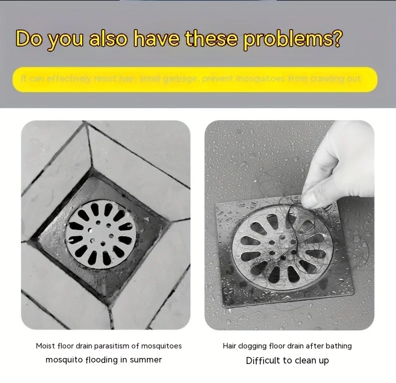 Floor Drain Sticker, Insect-proof Self-adhesive Bathroom Hair Filter Net, Sewer Filter, Kitchen Anti-blocking Mesh Net