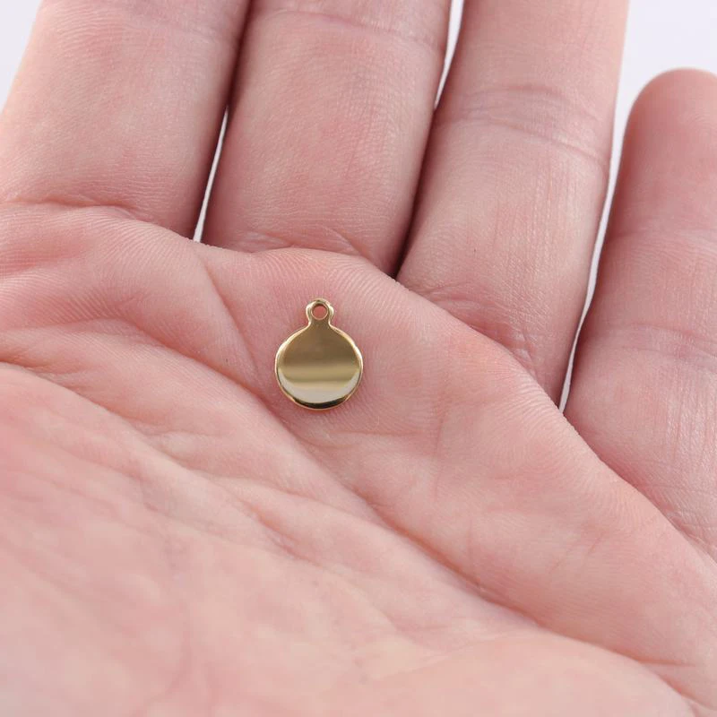Good polishing golden color Customized Laser engraving logo Tags stainless steel Labels jewelry Tab parts accessories