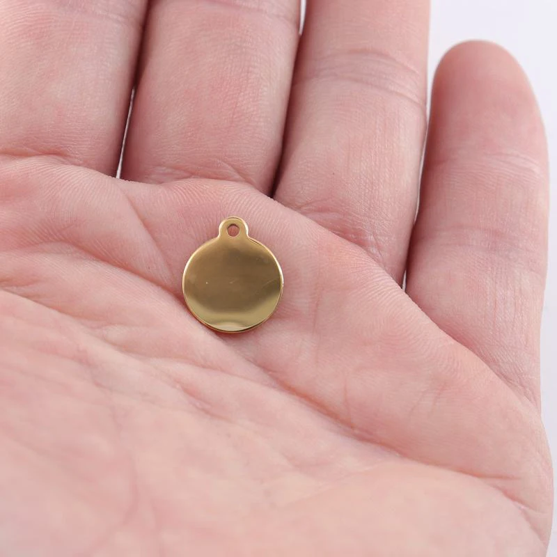 Good polishing golden color Customized Laser engraving logo Tags stainless steel Labels jewelry Tab parts accessories