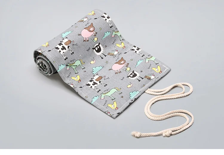 12/24/36/48/72 Hole Colorful Cloth Pencil Case Antique Aesthetics Stationery Cosmetic Pencil Storage Bag Stationery Box 050045