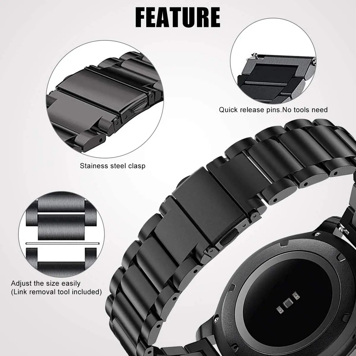 Metal Strap For Samsung Galaxy Watch 7/6/5/4/3/5 Pro Gear S3 44mm 40mm 45mm 4 6 Classic 42mm 46mm 43mm 47mm Stainless Steel Band