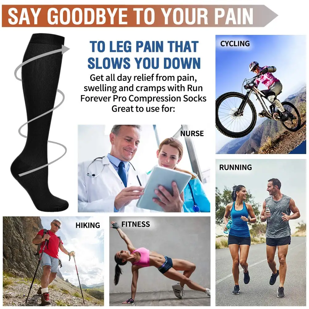 Cycling Compression Stockings Flying Pregnancy Swelling Sports Socks Men And Women Hiking Running Socks 20-30 MmHg