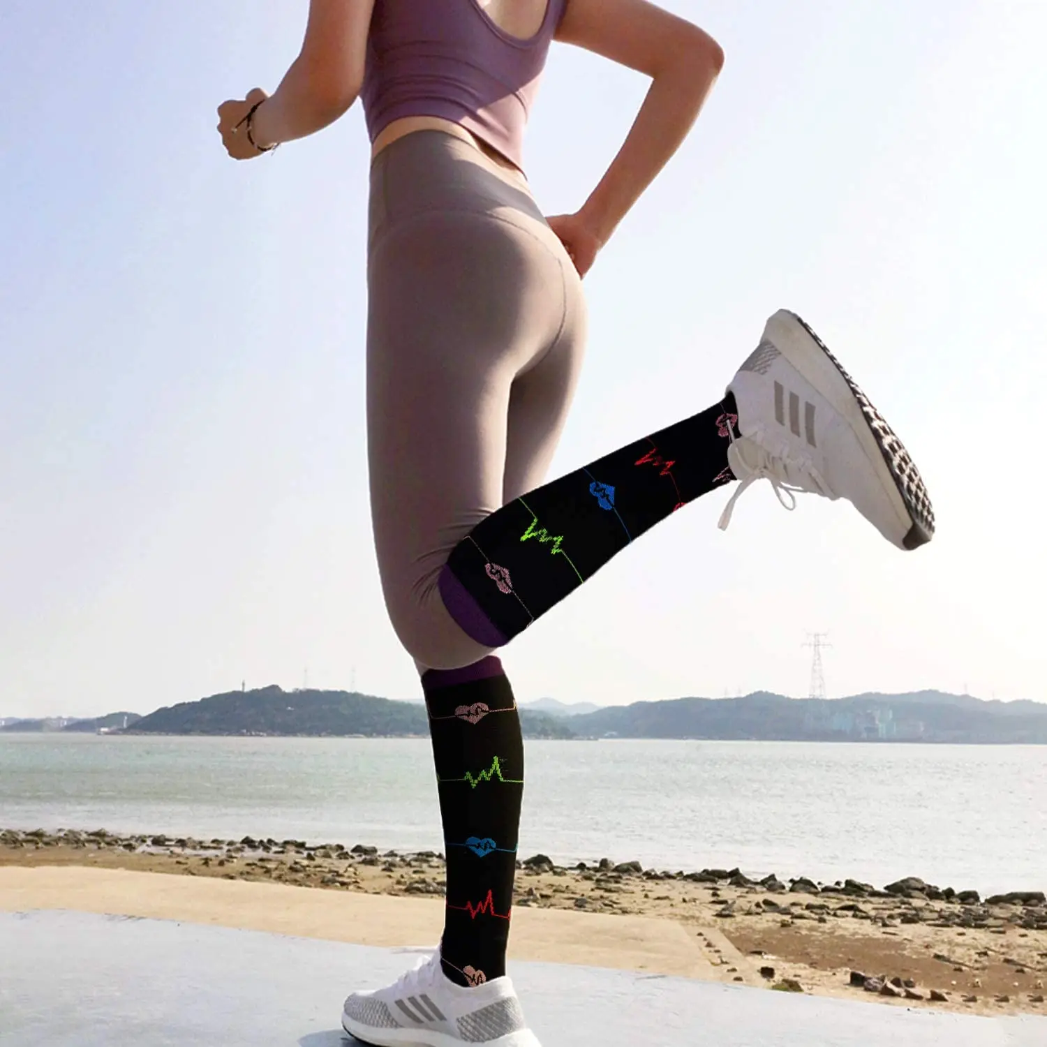 Cycling Compression Stockings Flying Pregnancy Swelling Sports Socks Men And Women Hiking Running Socks 20-30 MmHg