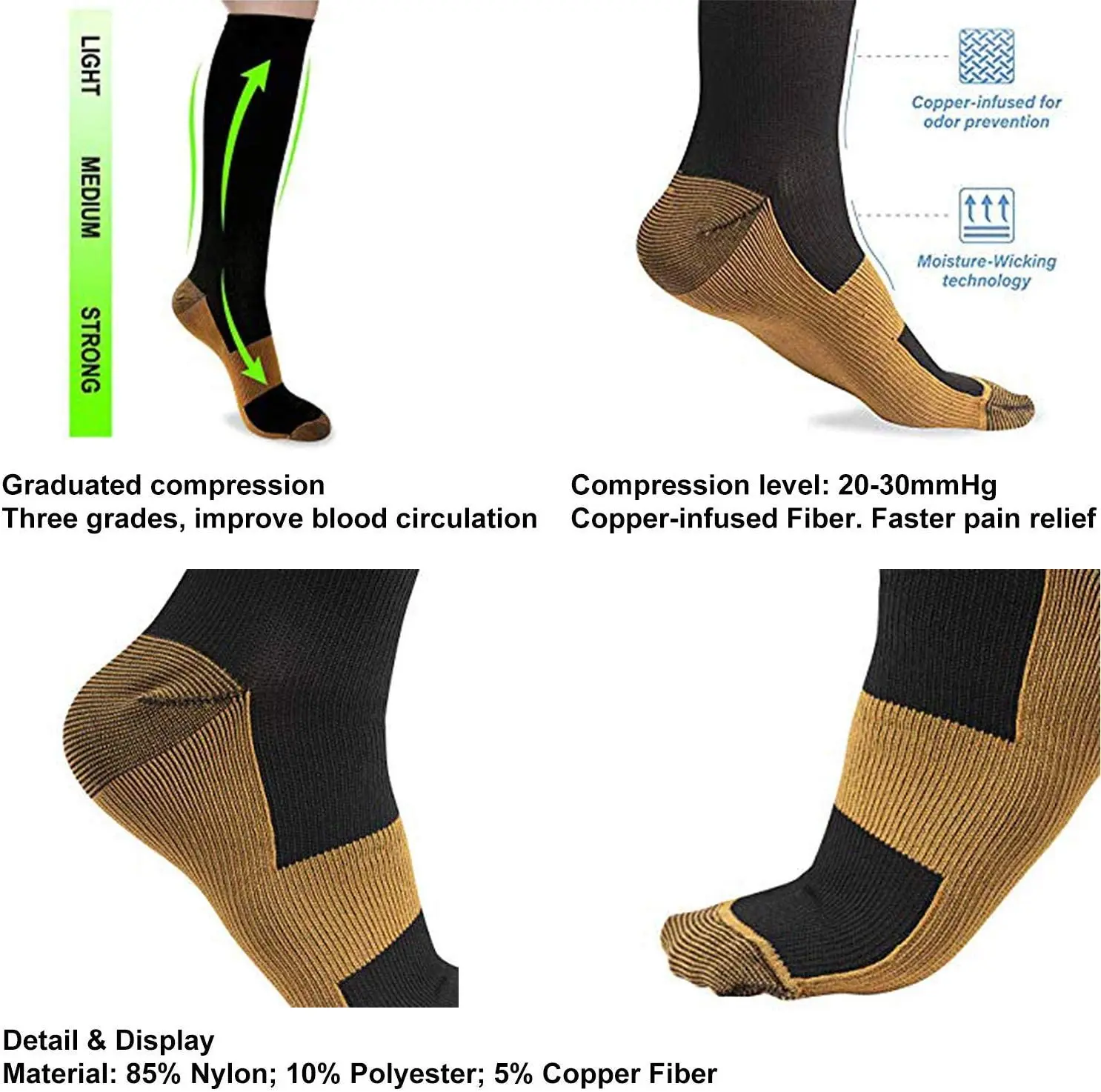 Cycling Compression Stockings Flying Pregnancy Swelling Sports Socks Men And Women Hiking Running Socks 20-30 MmHg