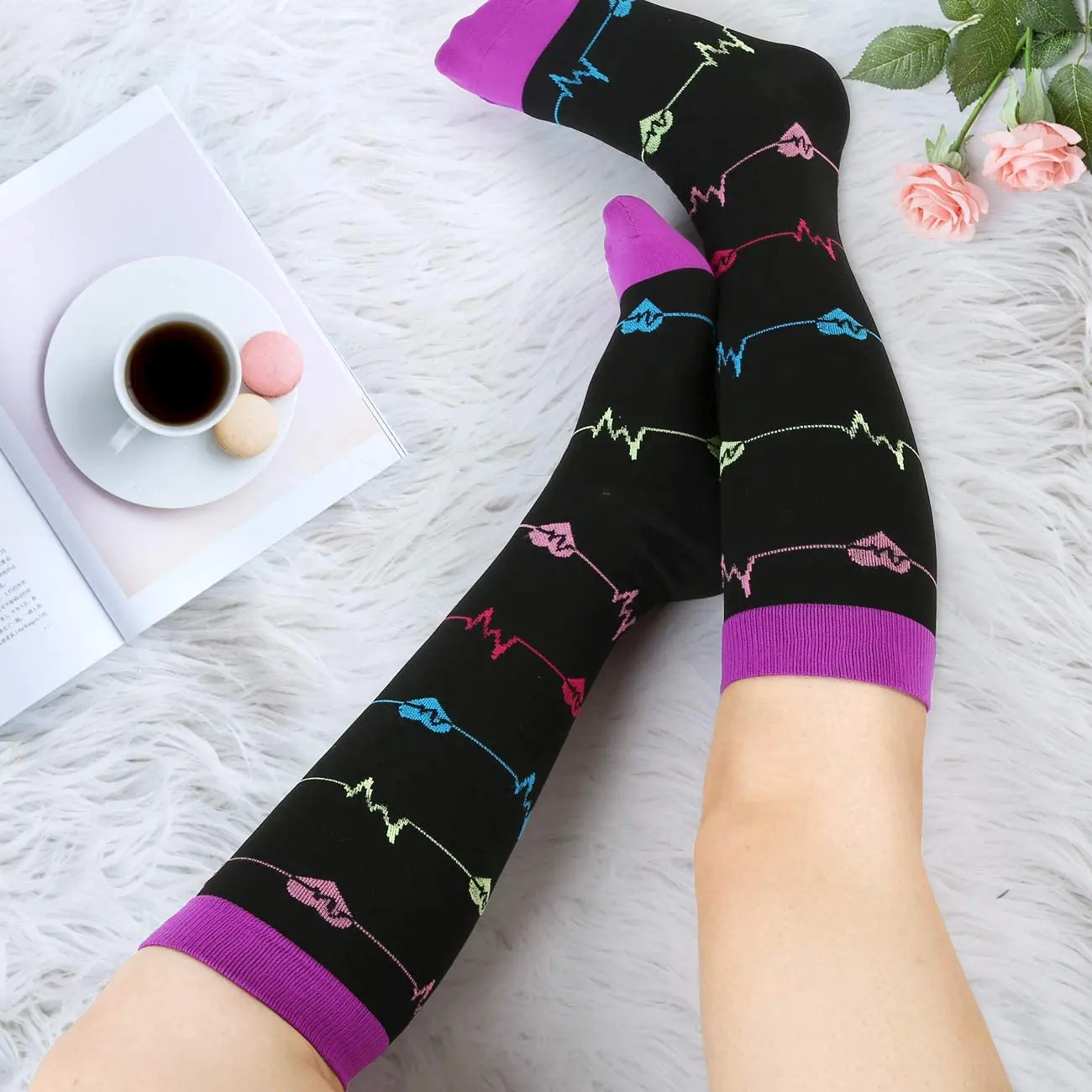 Cycling Compression Stockings Flying Pregnancy Swelling Sports Socks Men And Women Hiking Running Socks 20-30 MmHg