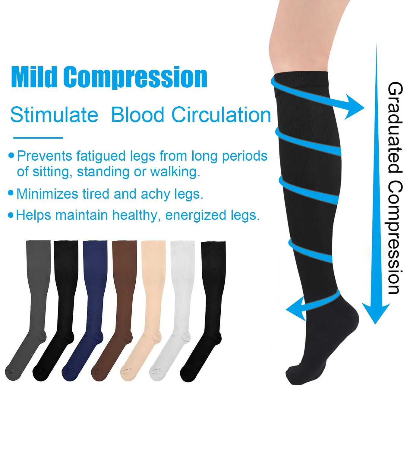 Cycling Compression Stockings Flying Pregnancy Swelling Sports Socks Men And Women Hiking Running Socks 20-30 MmHg